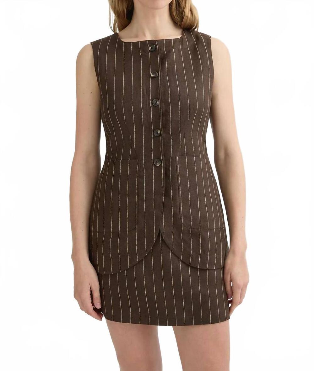 NEW POSSE emma vest with mottled buttons in chocolate